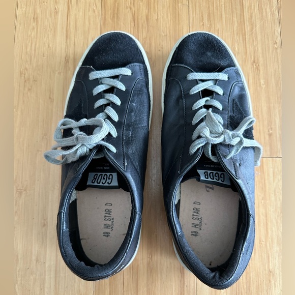 Golden Goose Black Hi-Star sneakers in leather with studded GGDB lettering. SZ40 - Picture 6 of 13